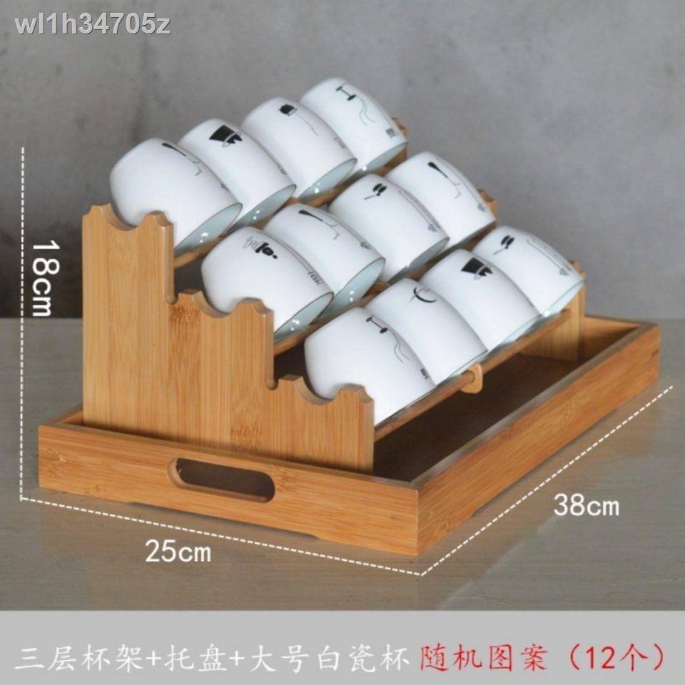 (HÀNG HOT)♘Bộ tách trà bằng gỗ rắn ráo ngăn đựng cốc Kung Fu Phụ kiện đạo Khay nước làm khô giá có đế lót ly