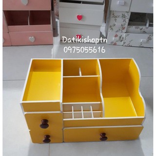 Kệ mỹ phẩm max 35cm vàng núm gỗ đậm