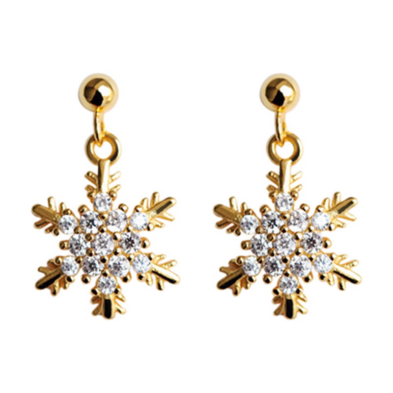 Đôi Khuyên Tai Hình Hoa Tuyết Nhỏ Đơn Giản Sáng Tạo Thời Trang Thu Đông