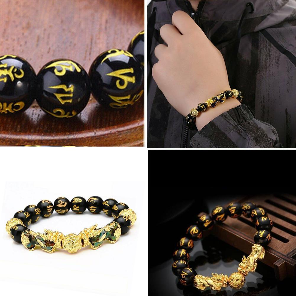 Feng Shui Black Obsidian Pi Xiu Wealth Bracelet Attract Men Beads Lucky Women Wealth Bracelet V5Q1