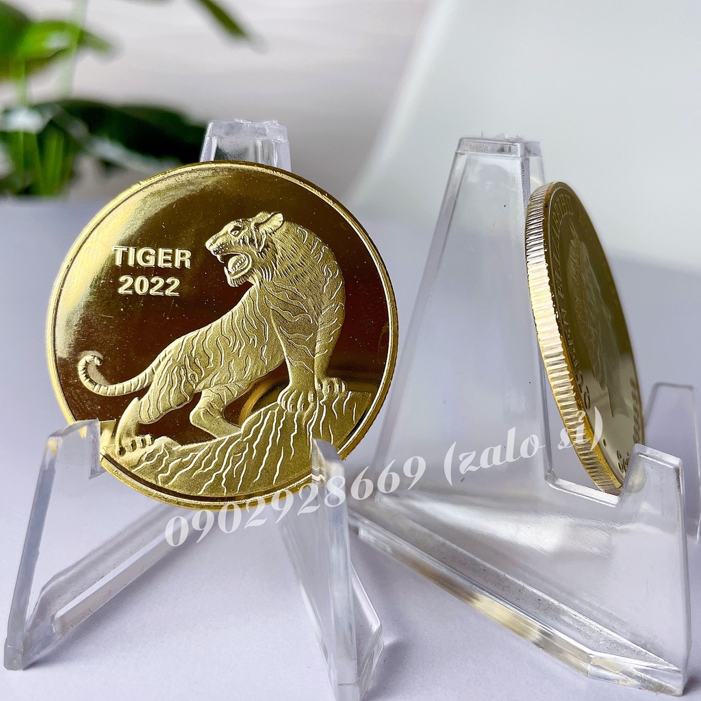 Đồng Xu Úc Hình Con Hổ Mạ Vàng 2022, đồ lưu niệm, quà tặng VIP