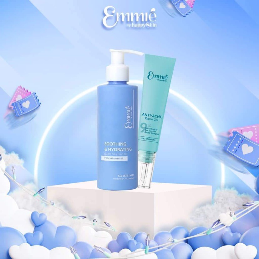 Combo Gel Rửa Mặt Sữa Rửa Mặt 2% BHA/ B5+ Gel Chấm Mụn Rau Má HA Emmie Emmié By Happy Skin