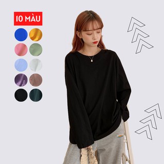 Áo thun tay dài nữ trơn 10 màu - áo tay dài basic trơn unisex
