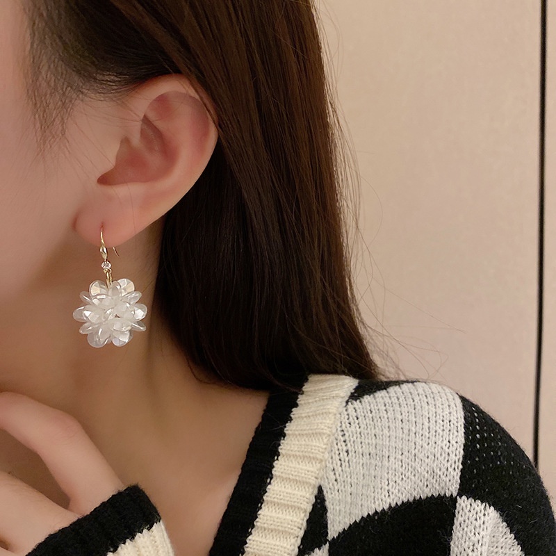Bông Tai Mạ Bạc 925 Hình Hoa Đơn Giản Thời Trang Thu Đông Phong Cách Hàn Quốc