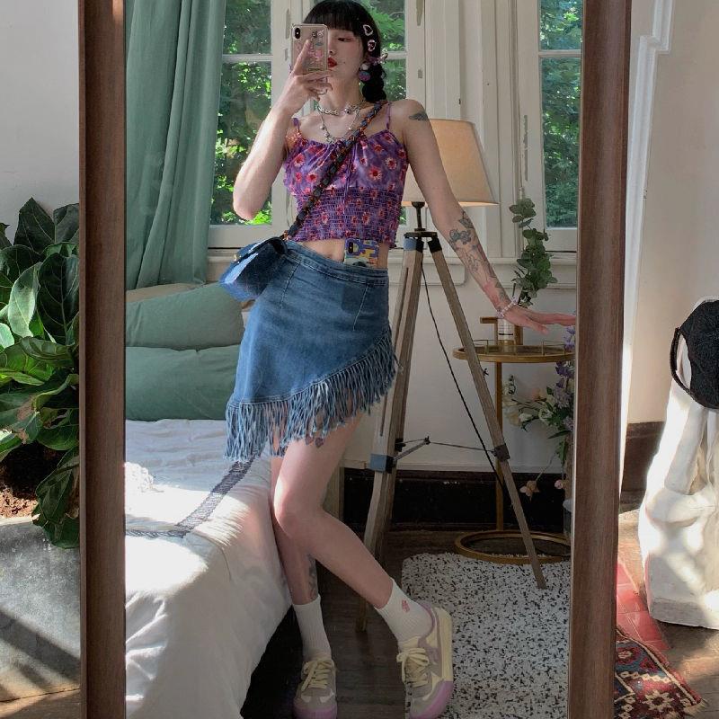 Chân Váy Denim Lưng Cao Phong Cách Mới 2022 Cho Nữ