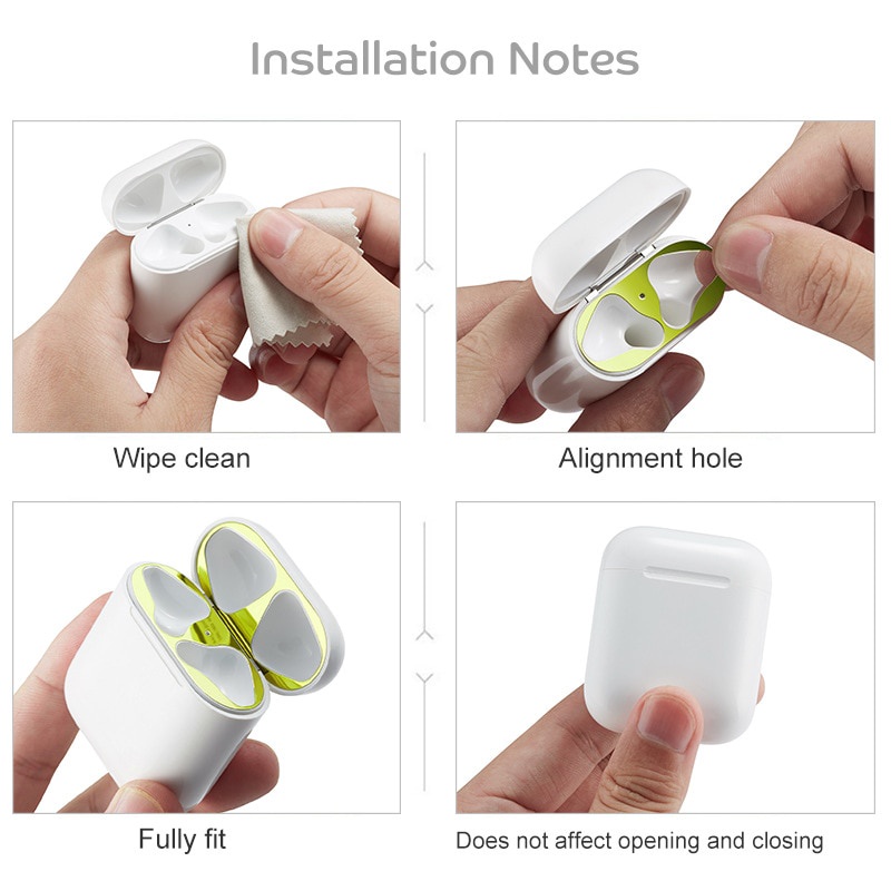 Miếng dán mạ điện kim loại bảo vệ hộp sạc tai nghe thích hợp cho Airpods 3