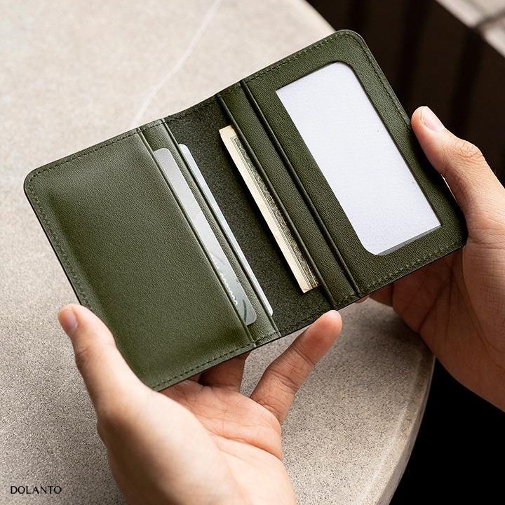 VÍ ĐỰNG THẺ MINI Cardholder FEATHERS Da Thật Nhập Khẩu Cao Cấp Unisex Thương Hiệu DOLANTO