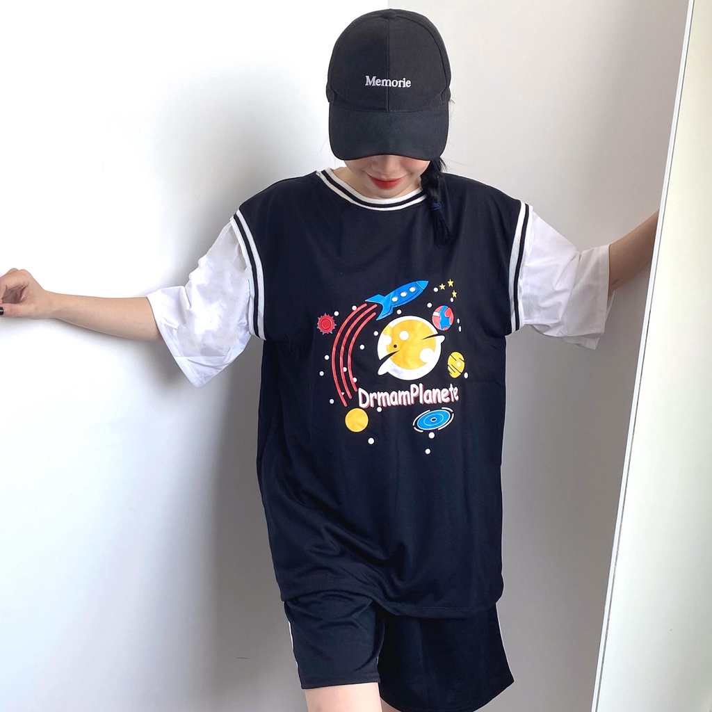 Set đồ bộ Bóng rổ ❤️ Bộ mặc nhà bóng rổ quần 3 sọc DRMAM PLANETE Freesize nam nữ Molly Fashion