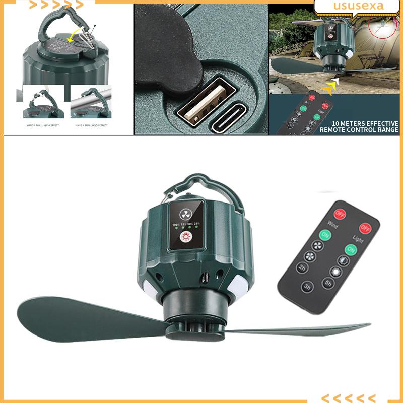 Quạt Cắm Trại Gấp Được Có Đèn LED Và Móc Treo