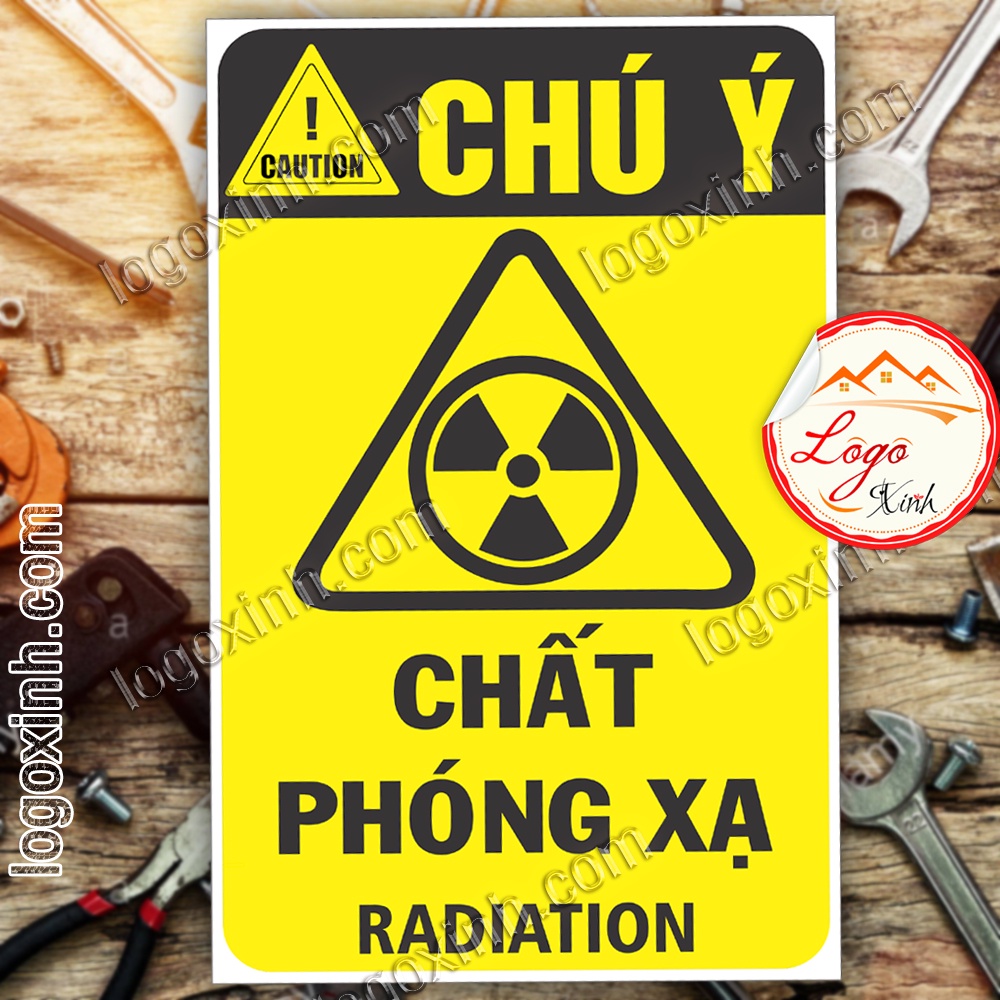 LOGO TEM STICKER CẢNH BÁO CHẤT PHÓNG XẠ RADIATION - BIỂN CẢNH BÁO AN TOÀN LAO ĐỘNG