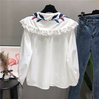 Áo Sơ mi  cổ búp bê hoa thêu