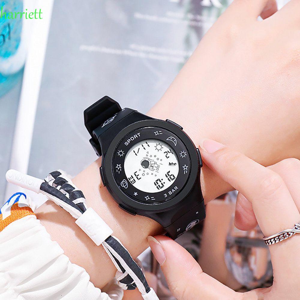 Đồng hồ đeo tay điện tử dạ quang chống thấm nước màn hình lớn họa tiết phi hành gia hoạt hình cho bé