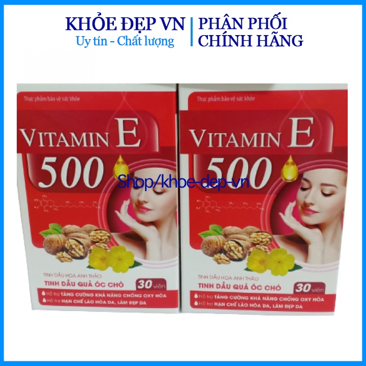 Vitamin E 500 - Chống Oxy Hóa - Hạn Chế Lão Hóa. Làm Đẹp Da - Hộp 30 viên