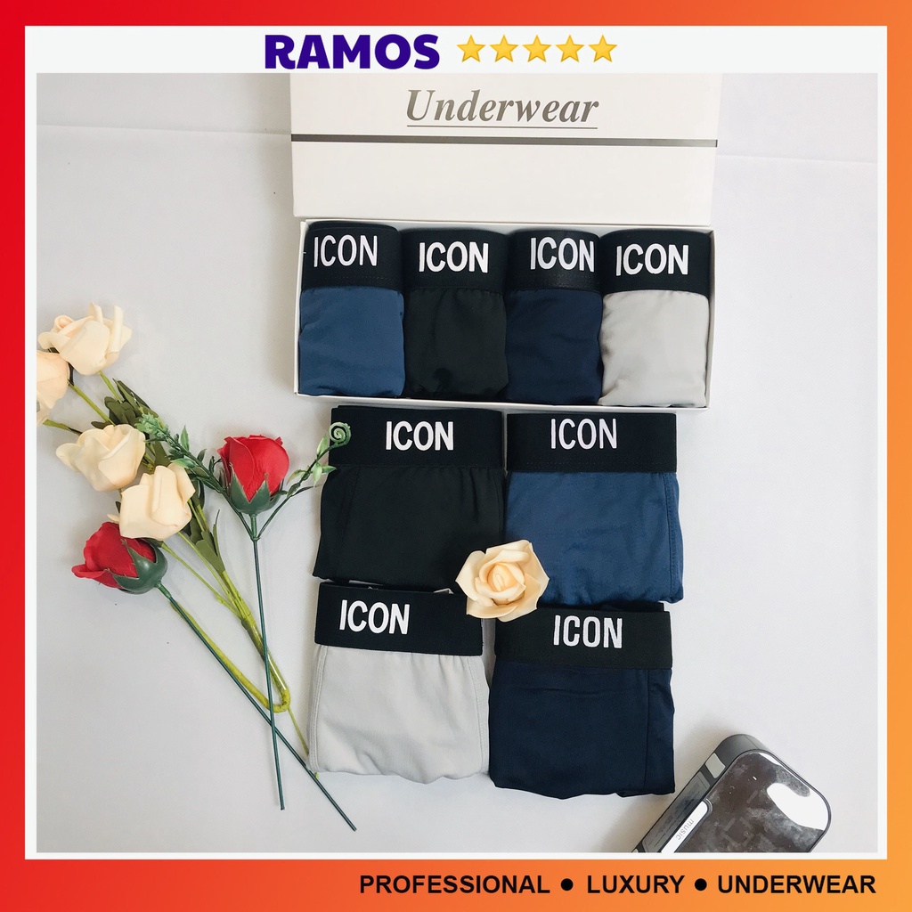 Quần lót nam boxer ICON DENIM thun lạnh - sịp đùi nam cotton co giãn 4 chiều cao cấp | Ramos Store