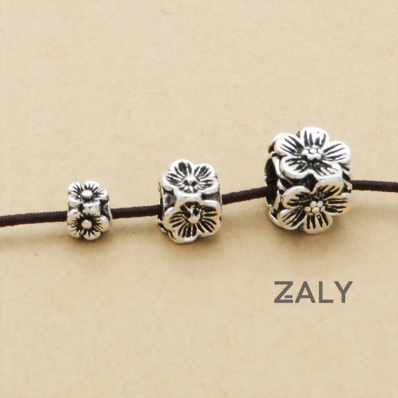 Charm bạc vuông khắc hoa 5 cánh CC37 Zaly, Bạc thái S925
