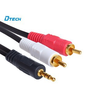 [Mã ELORDER5 giảm 10K đơn 20K] Dây loa 1 RA 2 DTECH 1.5M/ 3M/ 5M/ 10M jack 3.5mm ra 2 đầu bông sen. Hàng Chính Hãng