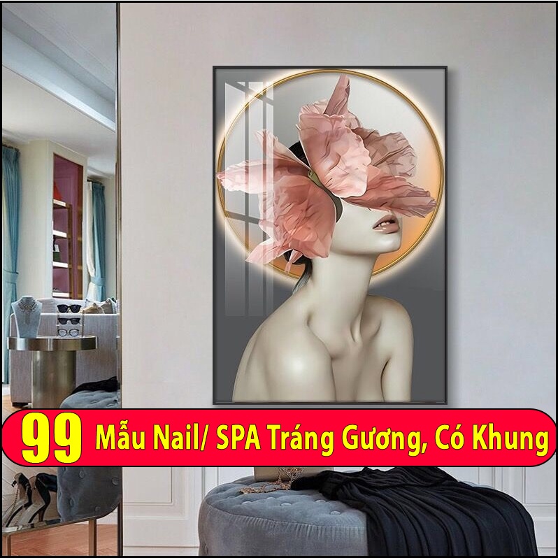 HD28 Bộ Tranh Treo Tường Chân Dung Cô Gái Nghệ Thuật treo SPa/ Nial Mi/ Nhà Nghỉ Decor Bóng Cao Cấp