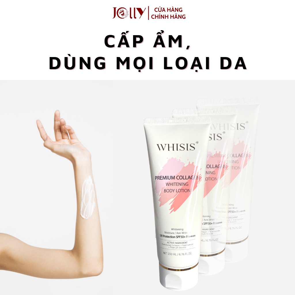 Kem Body Dưỡng Thể Trắng Da Chống Nắng WHISIS Premium Collgen Whitening Body Lotion 200ml