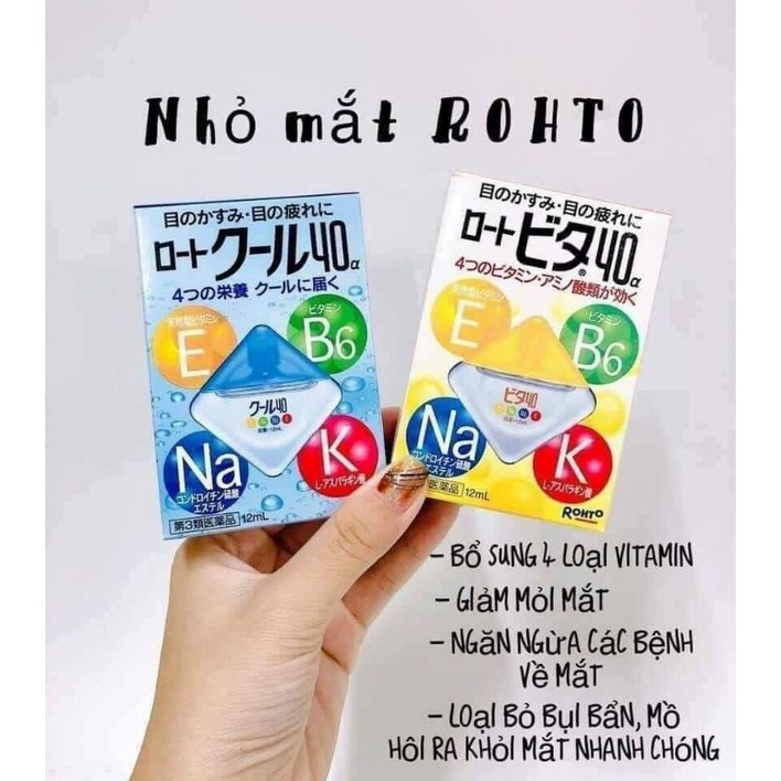 Nhỏ mắt V Rohto nội địa Nhật 12ml bổ sung vitamin, ngăn ngừa mỏi mắt