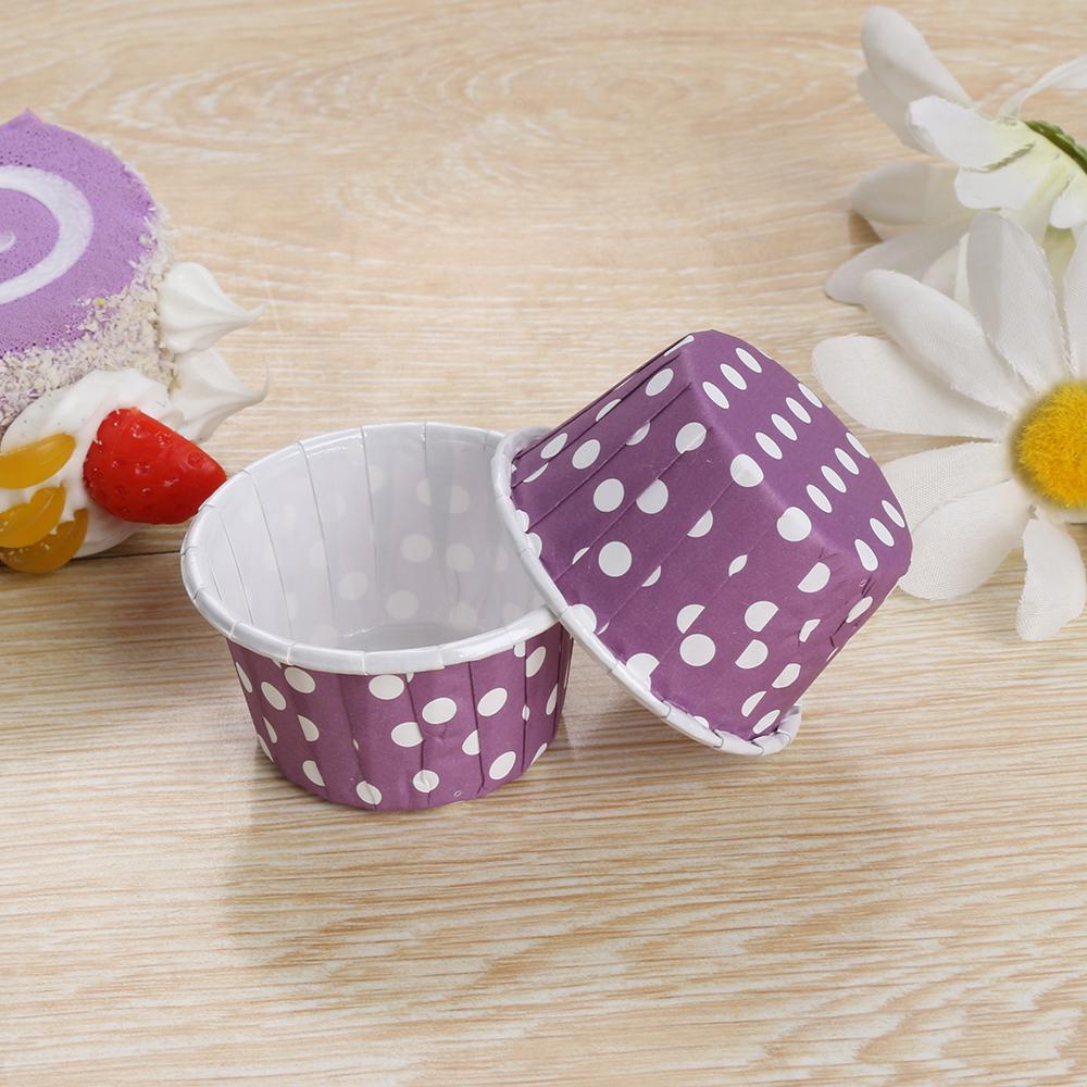 LONTIME Set 100 / 100 Cốc Đựng Bánh Muffin Chống Mỡ Họa Tiết Chấm Bi Nhiều Màu Sắc