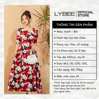 [Mã BMLT30 giảm đến 30K đơn 299K] Váy trung niên LYBEE lụa hàn châu 637
