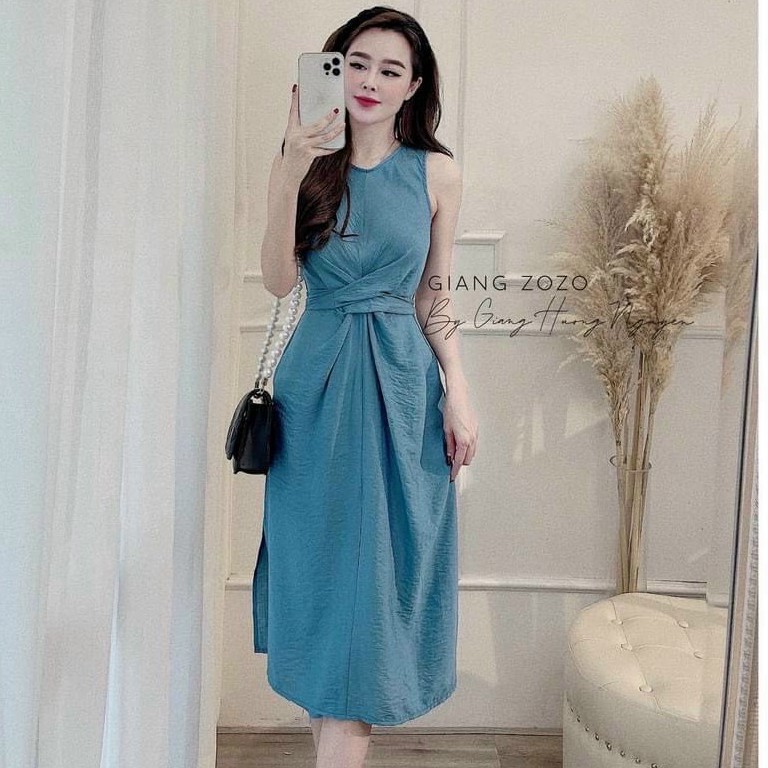 VÁY MAXI CHÍT NƠ EO XANH SIÊU XINH - ĐẦM NỮ MIDI DỰ TIỆC SANG TRỌNG - THỜI TRANG XU HƯỚNG HIỆN ĐẠI N.U STORE - CHẤT ĐŨI.