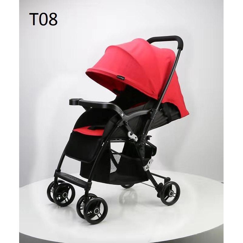 Xe đẩy 2 chiều Seebaby T08 phiên bản mới, có lò xo giảm xóc kèm đệm mềm và màn chống muỗi - Bảo hành 1 năm