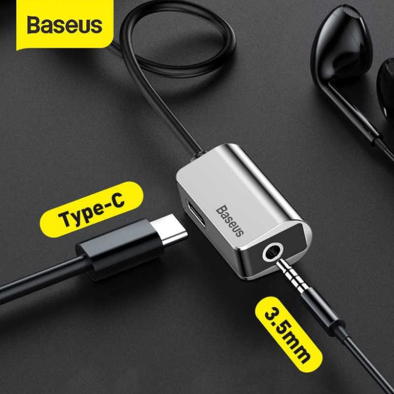 Đầu chuyển adapter Type-C sang jack Audio 3.5mm & PD Type-C hỗ trợ sạc nhanh hiệu Baseus L40 - Hàng chính hãng