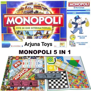 Image of Monopoly 5 in 1 (Monopoli, Ludo, Ular Tangga, Catur, Halma)