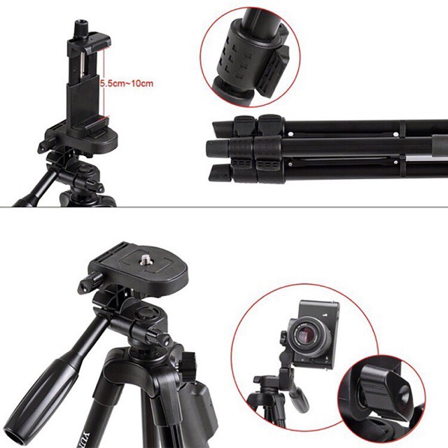 Gậy chụp hình 3 chân Tripod Yunteng 5208 cho máy ảnh điện thoại | BigBuy360 - bigbuy360.vn
