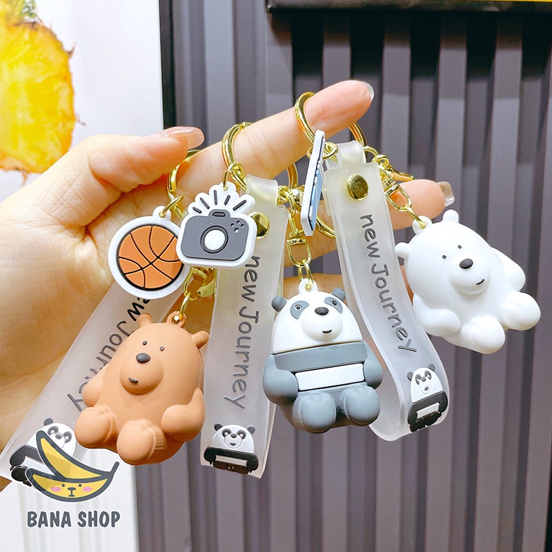 Móc khoá nhựa anh em gấu ngồi Chúng tôi là gấu bare bear