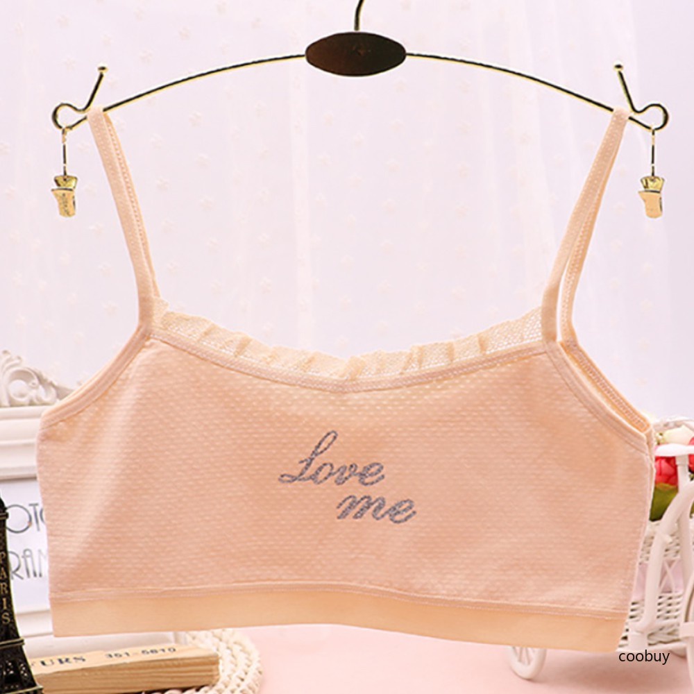 Áo lót không gọng không đường may thoáng khí in họa tiết chữ thời trang dành cho bé gái