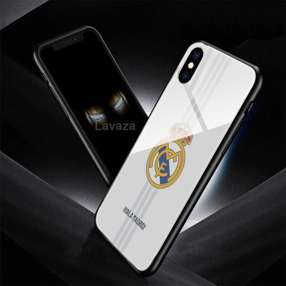 Ốp điện thoại tráng gương in hình logo đội bóng Real Madrid 128N cho iPhone XS Max XR X 11 Pro 7 8 6 6S