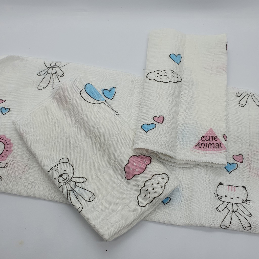 Hộp 8 khăn sữa sợi tre cho bé hiệu KACHOOBABY, kích thước 30*30cm