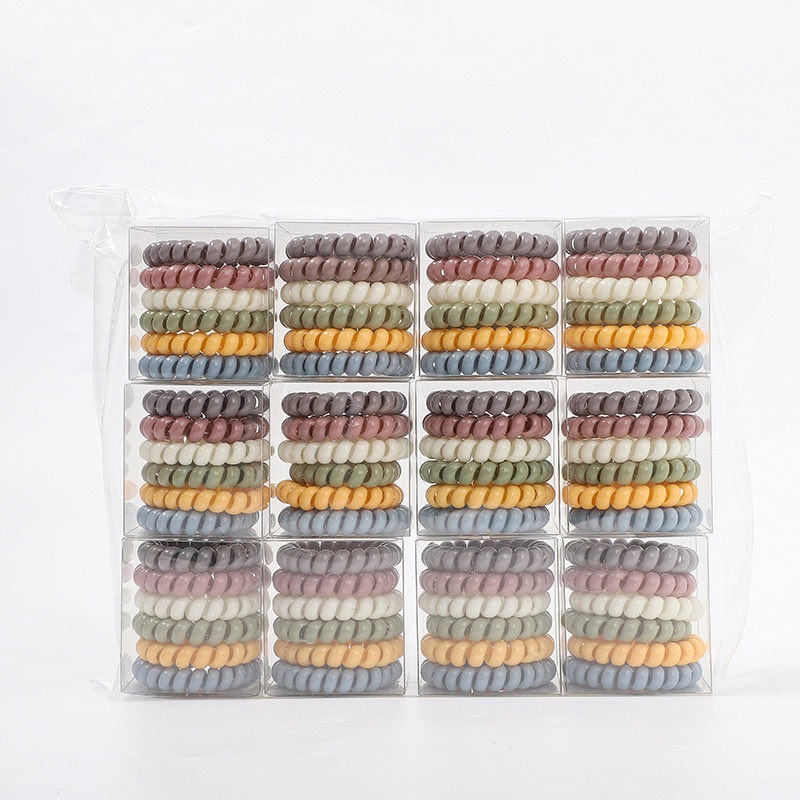 Set 6 Dây Buộc Tóc Lò Xo Co Giãn Cao Màu Kẹo Thời Trang Dành Cho Nữ