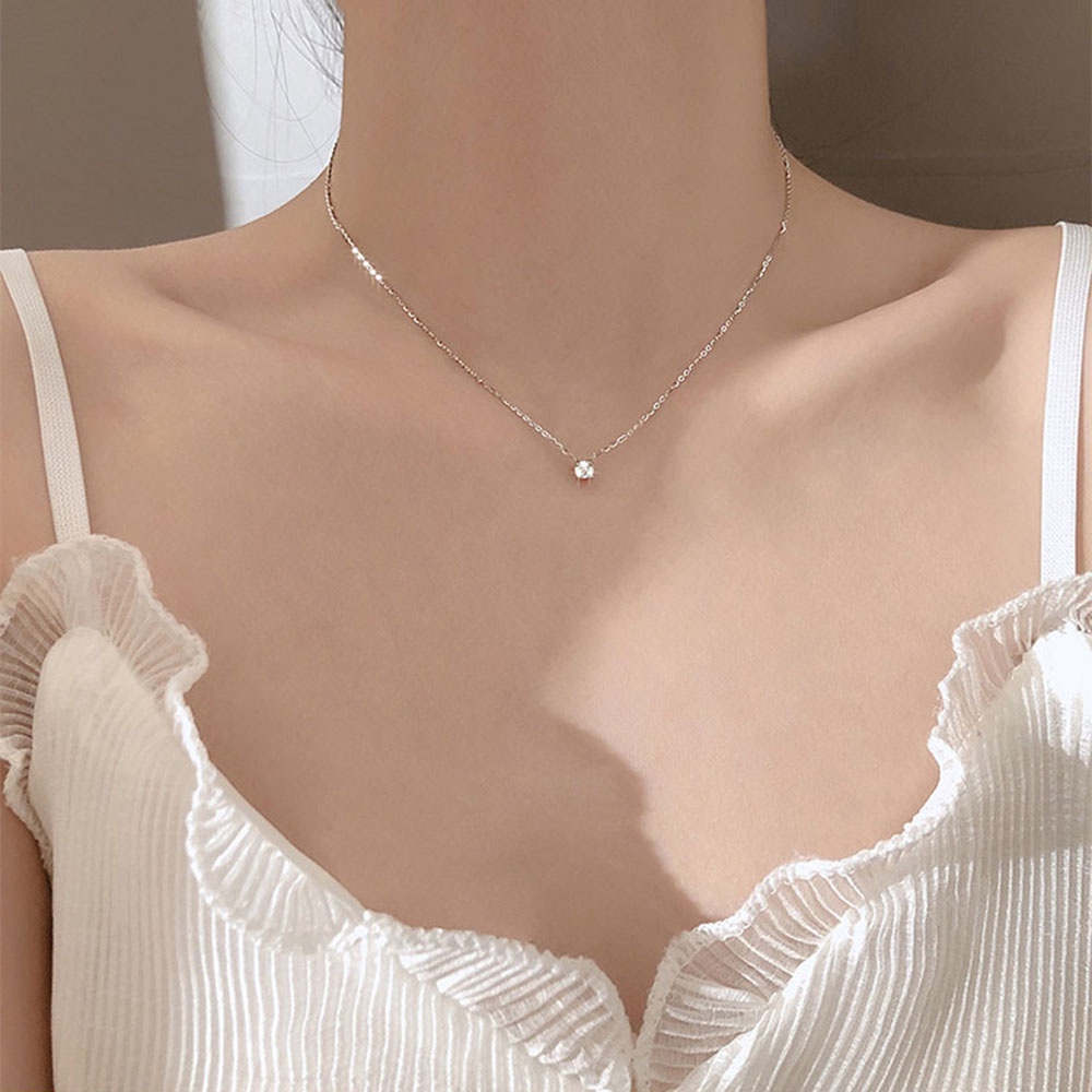 Dây chuyền mặt hình học đính đá zircon thời trang cho nữ