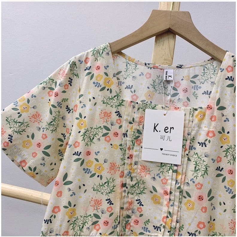 Đầm Babydoll nữ hoa nhí tay ngắn phong cách ulzzang nhẹ nhàng – Da Nâu Vintage