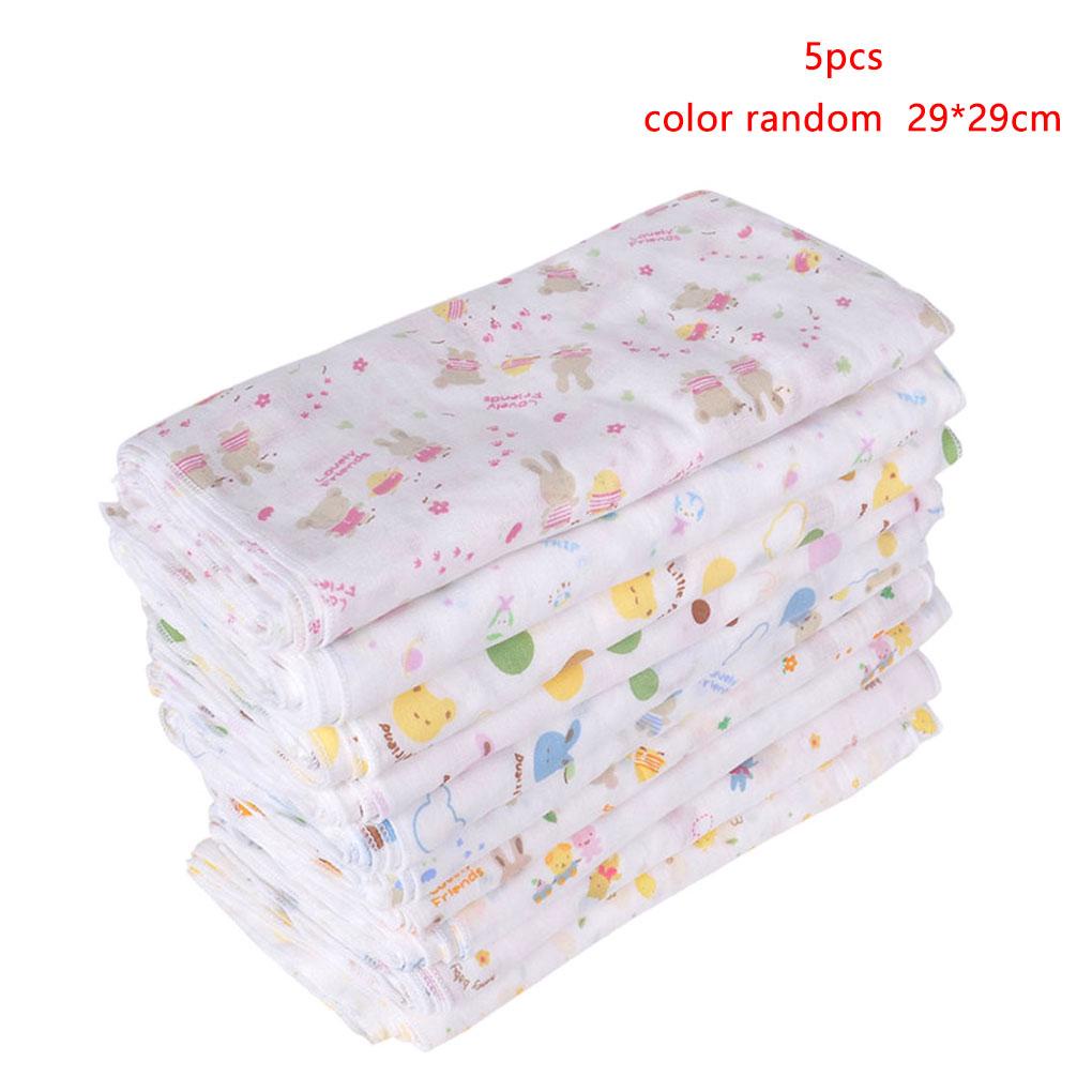 Set 5 Khăn Tắm Cotton Vuông Họa Tiết Hoạt Hình Cho Bé