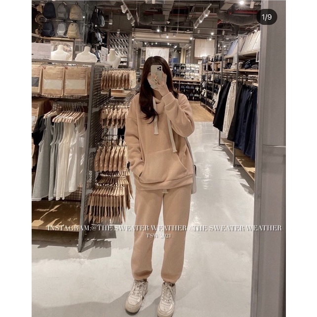 Set Áo Khoá  Bộ đồ quần ống boom áo dài tay hoodie form rộng nam nữ Ulzzang