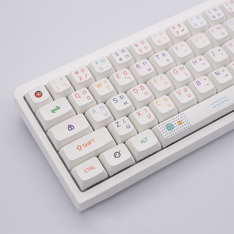 Keycap Thai White Neon Cho Bàn Phím Cơ Chất Liệu PBT Profile XDA In Dyesub 127 Phím | Gearbros