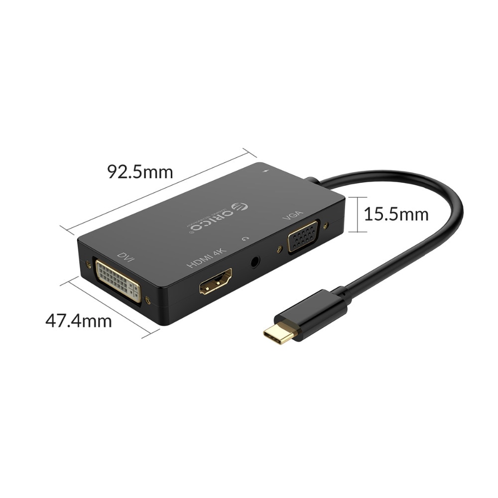 Hub Chia Cổng ORICO XD-107 Chuyển Đổi USB C Sang HDMI/ VGA/ Mini DP/ 3.5mm Cho Macbook Samsung Galaxy S10 4K Đa Năng