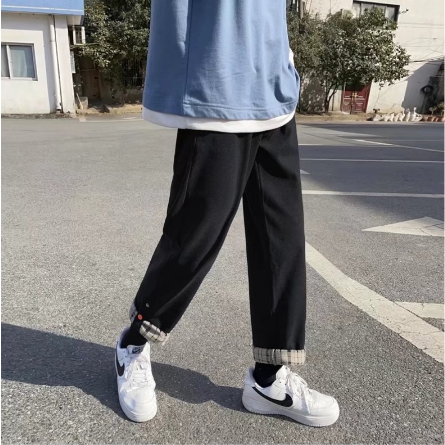 Quần Dài Màu Trơn Dáng Rộng quần ống suông Phong Cách Hàn Quốc quần nam Thời Trang quần túi hộp nữ