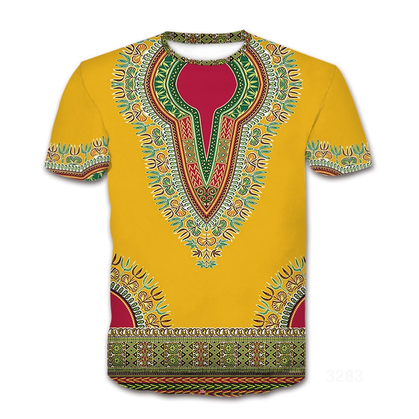 Áo Thun Tay Ngắn In Hình 3D Phong Cách Châu Phi Truyền Thống Thời Trang Unisex