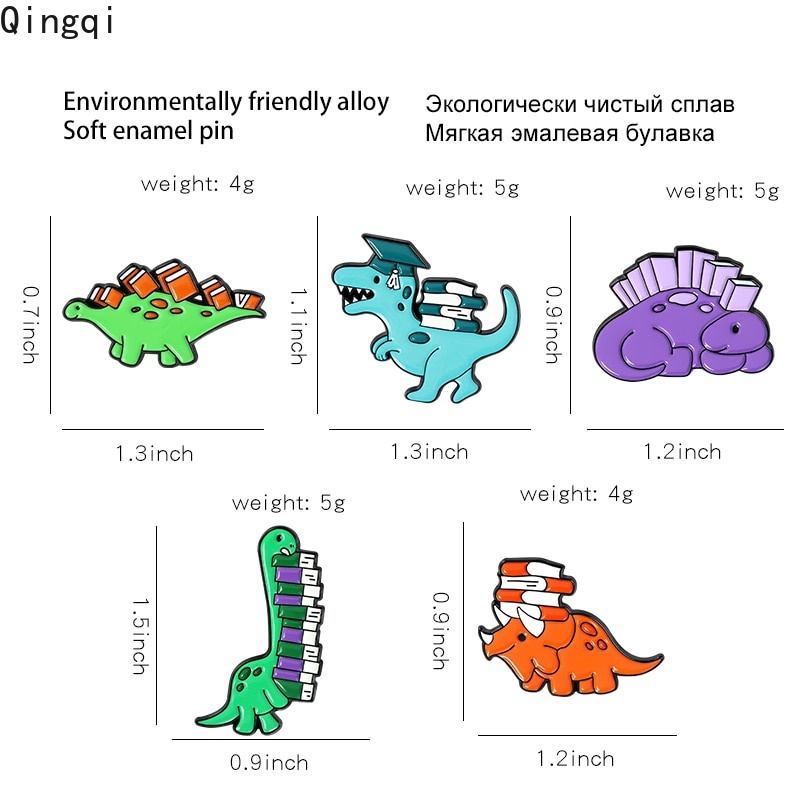 Ghim cài áo Miss Zoe hình khủng long hoạt hình ngộ nghĩnh