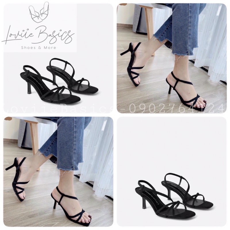 LOVIIE BASICS - SANDAL CAO GÓT DÂY - SANDAL QUAI MẢNH 9 PHÂN - SANDAL GÓT NHỌN 9CM - SANDAL CAO GÓT ĐẾ VUÔNG G210328