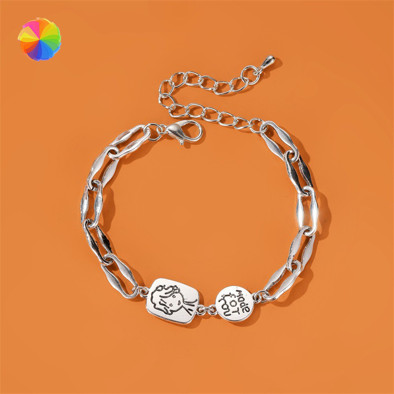 Vòng tay họa tiết hoạt hình phong cách Hồng Kông đơn giản cá tính cho nữ