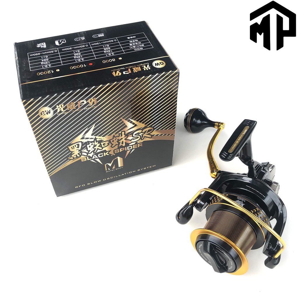 Máy câu cá GW BLACK SPIDER Cối Nông 8000 - 10000 - 12000 , Hàng săn cá khỏe hàng chuẩn y hìnhg