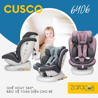 Ghế ngồi ô tô cho bé 0-12 tuổi, xoay 360 có isofix - ZARACOS CUSCO 6406 GREY