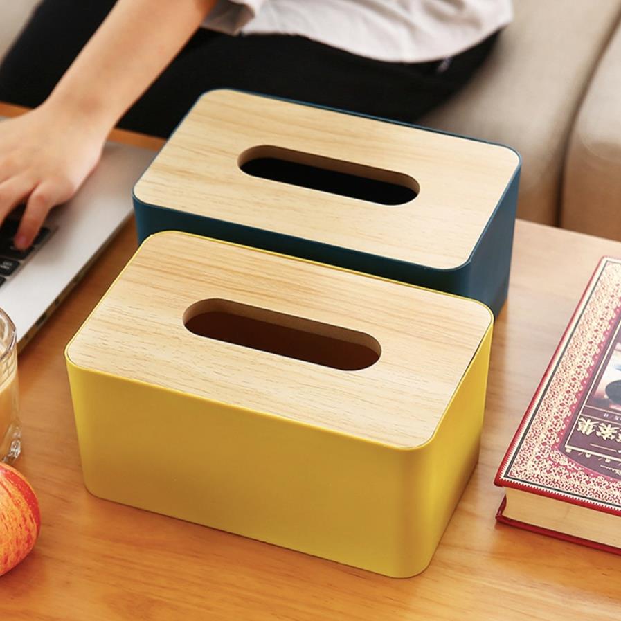 Hộp Đựng Giấy Ăn Mặt Gỗ Tre, Hộp Đựng Khăn Giấy Nhiều Màu Cao Cấp F003 [Rẻ]