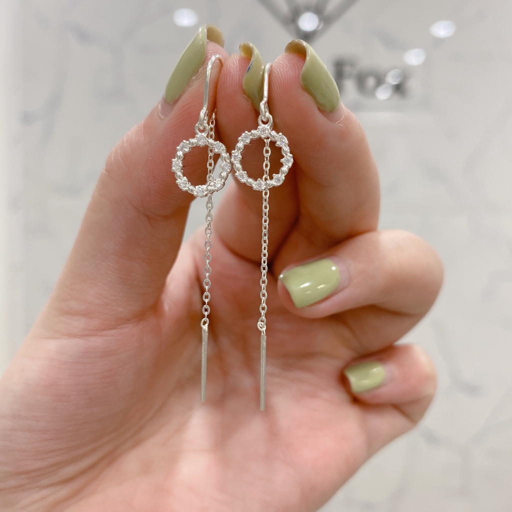 Khuyên Tai Bạc Ta Nữ CaoBac Silver Huyền Thoại Biển Xanh Thiết Kế Dây Rút Xinh Xắn Món Quà Dành Cho Bạn Gái